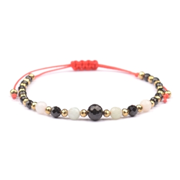 Bransoletka celebrytka czarny TURMALIN AMAZONIT HEMATYT ochrona i spokój